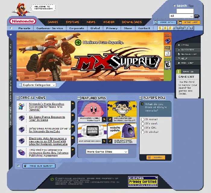 Nintendo Website 2002